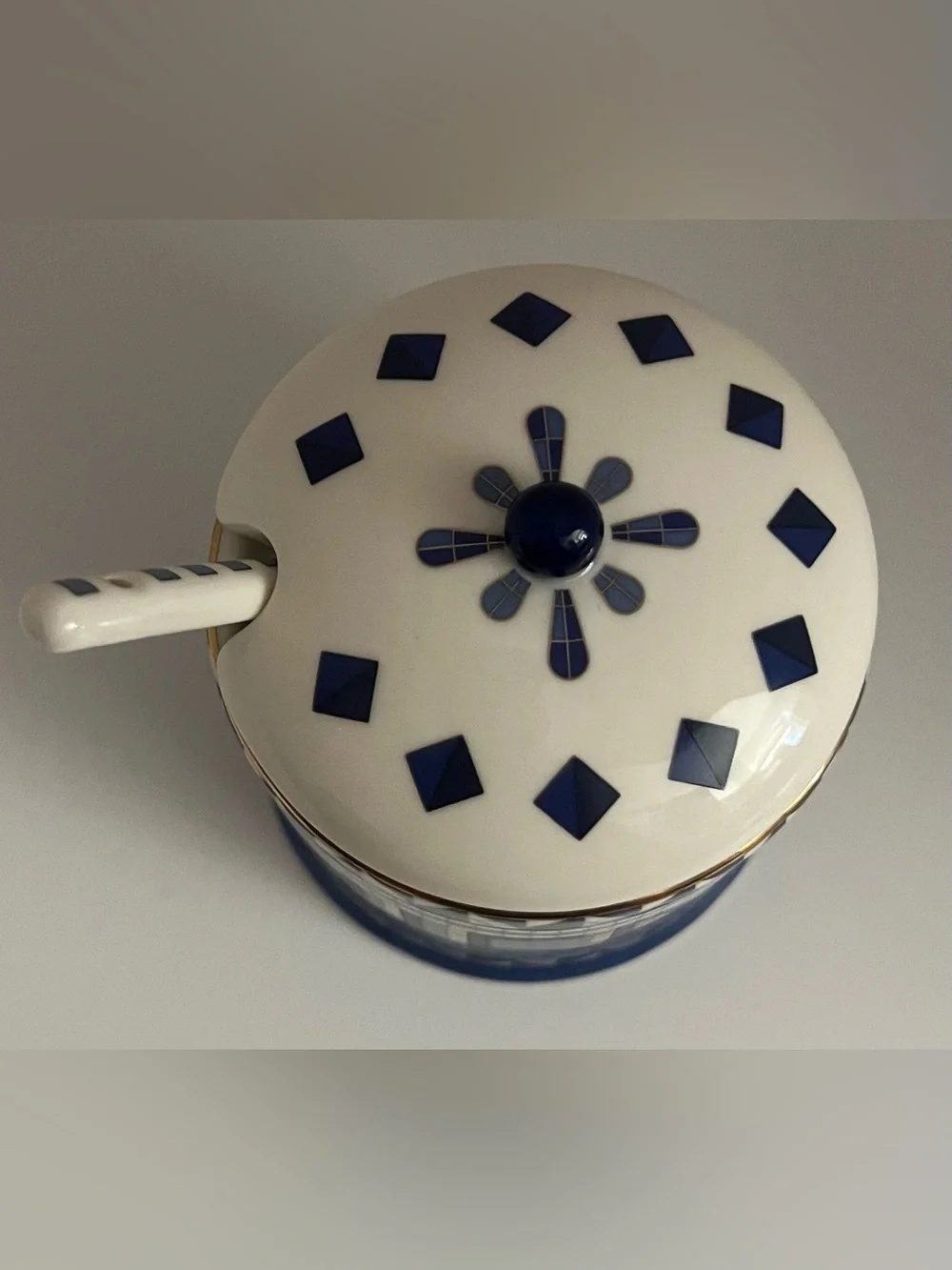 Anthropologie Bistro Tile Stoneware 24k Gold Accent Italia Sugar Serve Set